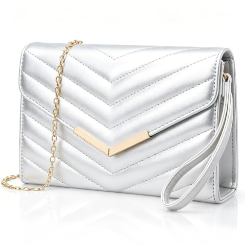 Larcenciel Pochettes et Clutches Femme avec Poignet – Sac à Main Enveloppe Élégant en Cuir avec Chaîne pour Mariage, Fête