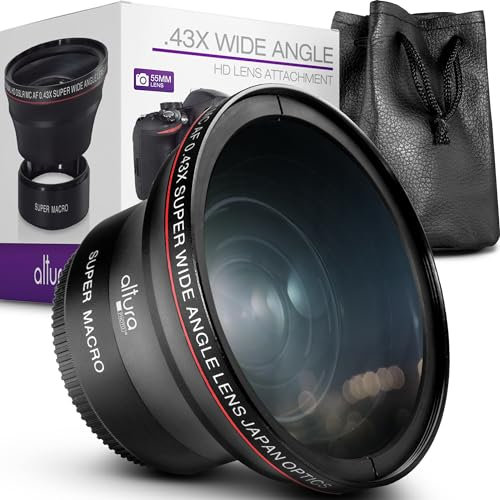 Altura Photo Objectif Grand Angle HD millimètre 55 mm 0,43 x Macro – Se Fixe au Filetage de Filtre de 55 mm (Pas Le Corps de l'appareil Photo)