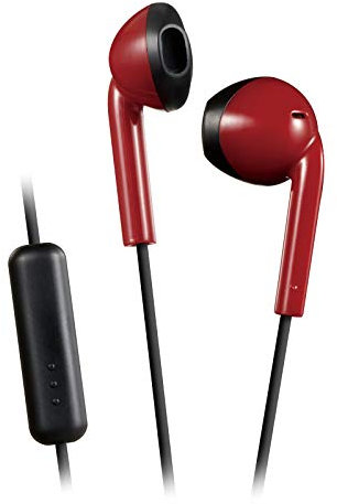JVC HAF19MRB - Auricolari vintage IPX2 a prova di sudore, con microfono e telecomando (rosso/nero)