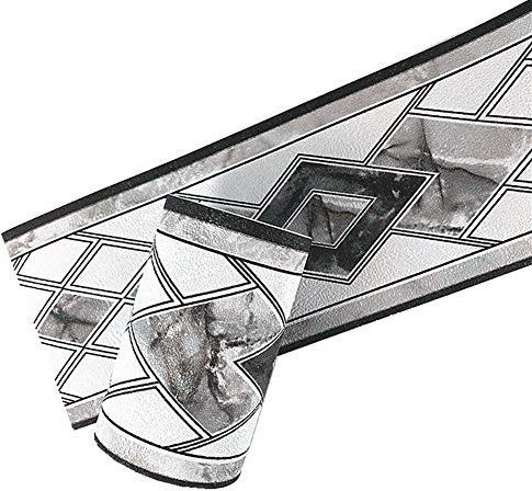Yija 5 Meters Rhombus Grid 3D Self Adhesive Peel and Stick Waterproof Wall Border Easy to Apply 4 Inch by 16.5 Feet (Black)