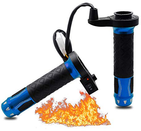 Fankr Poignee Chauffante Moto Hiver Poignées Chauffantes éLectriques 12v 22mm 7/8 Pouce AntidéRapant Waterproof PoignéE avec ContrôLeur De Commutation pour Motos Scooter Quad Bleu
