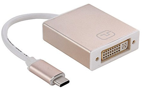 ZZjingli Accessoires informatiques 10cm USB-C/Type C 3.1 à DVI 24 + 5 câble Adaptateur, for MacBook 12 Pouces, Chromebook Pixel 2015, Nokia N1 Tablet PC (Gold) (Color : Gold)