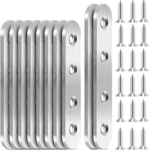 beihuazi 10Pcs Piastre di Giunzione per Riparazione Connettore Piatto in Acciaio Inossidabile Piastre Staffa Piatta Forata con viti