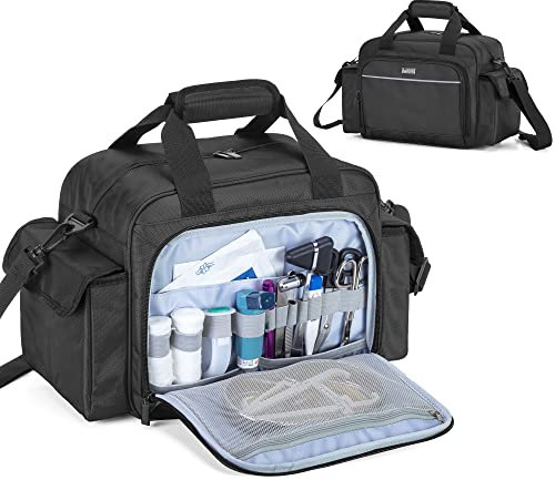 Trunab Home Health Medizinische Tasche Leer, Notfalltasche für Krankenschwester, Tragbare Medikamentetasche für Hospiz, Hausbesuch, Krankenpflegestudenten, Nur Tasche, Schwarz