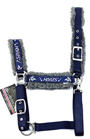 Horses, Halfter Joy, Komfortables Halfter zum Führen des Pferdes an der Hand oder zum Sichern beim Putzen, Satteln oder Transportieren (Cob, Blau)