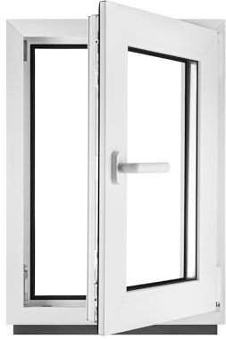 Fenster Kellerfenster Kunststofffenster Kunstoff weiß BxH 60 x 65 cm DIN Rechts - ALLE GRÖßEN - 3 fach Verglasung BxH 600 x 650 mm - Funktion Dreh-Kipp - BauPlaza