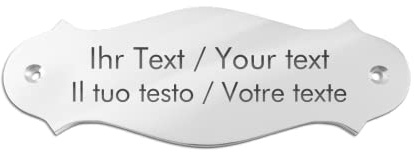 Personalisiertes Klingelschild aus Edelstahl mit Gravur - 130 x 47 mm, geschwungen - poliertes Edelstahlschild, Türschild, Namensschild