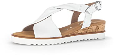 Gabor Women Sandals, Ladies Wedge Sandals,Wedge Sandals,Wedge Heel,Summer Shoe,Comfortable,Flat,White (Weiss),39 EU / 6 UK
