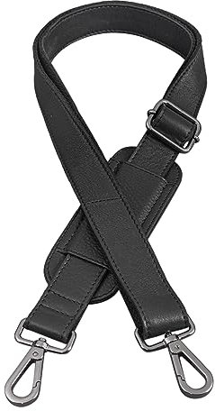 STILORD Taschengurt Breit Leder mit Karabiner und Polster zum Wechseln Schultergurt für Taschen Trageriemen Handtaschengurt für Umhängetasche Echtleder, Farbe:schwarz