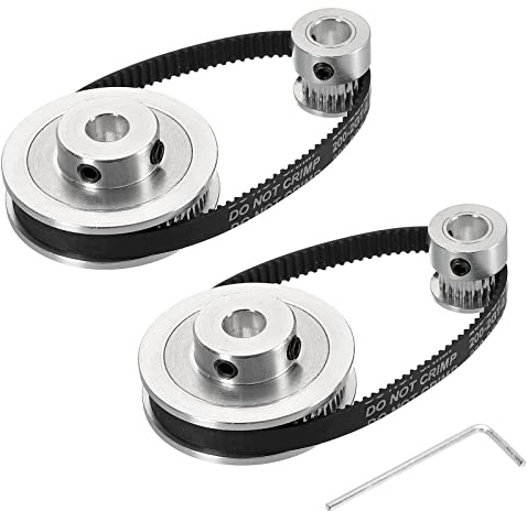 sourcing map Steuerrolle 20&60 Zähne 8mm Bohrung Synchronrad mit Riemen und Schraubenschlüssel für 3D Drucker CNC Maschine