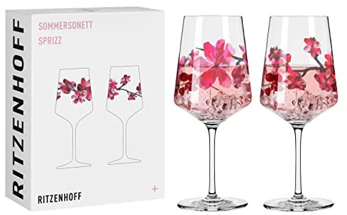 RITZENHOFF 3461006 Set di 2 bicchieri da aperitivo Sprizz da 500 ml - serie Sommersonett No. 6 - con motivo asiatico rosso - Made in Germany