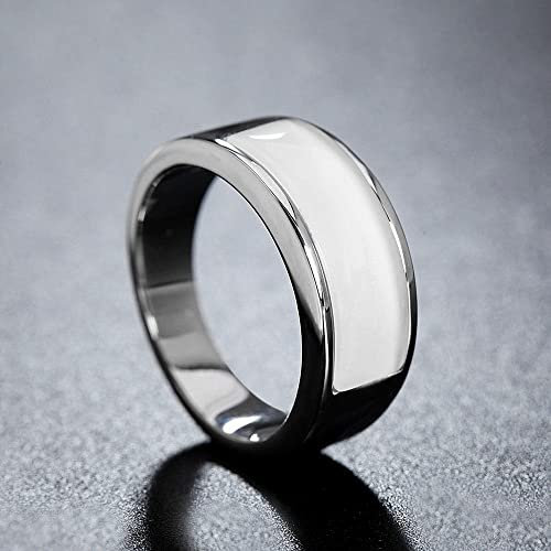ARTQ Steinring White Cat Eye Stone Natural Stone Ring Underwire Ring Simple Punk Style Statement Knuckle Rings Memorial Day Jewelry Gifts for Women Men(Inner Diameter:20.6Mm)