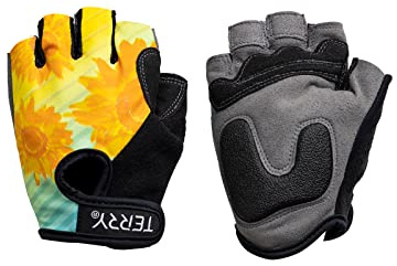 Terry Cycling Gloves for Women, T-Gloves LTD Prints, Ladies Cycling Gloves Half Finger Gel Padded Mountain Bike Glove - Sunbeam II, m