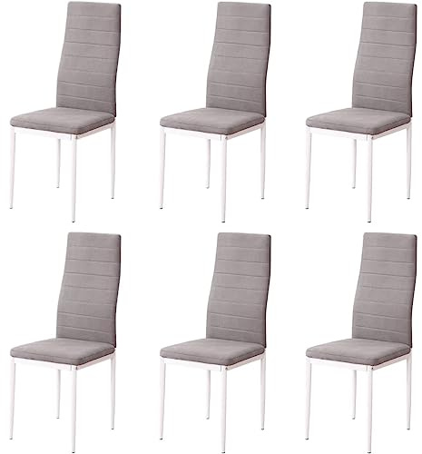 Somnia Descanso - Förpackning med 6 Stoppade stolar för vardagsrum, Matsal, Marengo och vita ben, Rachel-modell, mått: 40 cm (Bredd) x 42 cm (botten) x 96 cm (Hög)