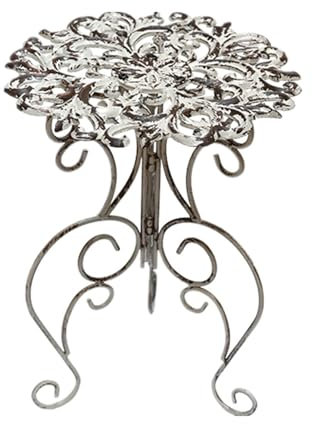 Sport Tent Pflanzenhocker Metall Vintage Blumenständer Blumenhocker Pflanzenständer Shabby chic Blumentreppen Pflanztisch Rund Weiß Pflanzenregal für Balkon Hof Garten groß