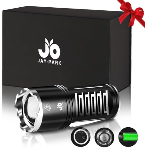 JAY-PARK Torcia LED Potente Professionale 1000000 Lumen, Torcia LED Ricaricabile 3 Modalità, 10800 mAh Batteria, Zoomabile, Impermeabile IP67 Per Campeggio, Escursioni, Emergenze