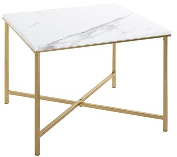 HAKU Beistelltisch Gold marmoroptik MDF Metall Couchtisch klein - Maße: B 60 x H 47 x T 60 cm Style: Art Deco