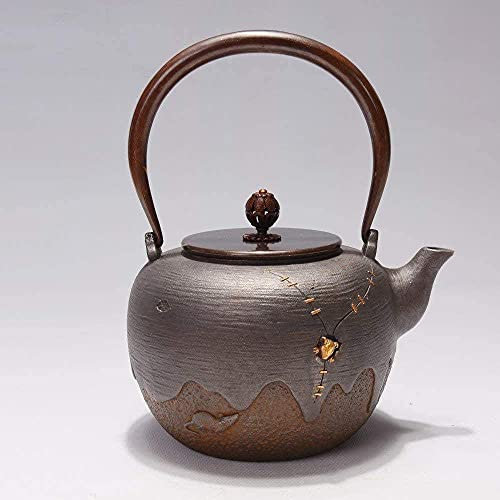 OQHAIR Service à thé en Fonte, Service à thé en Fonte, Rat doré, Pot en Fonte, Pot en Fer, Ancien Pot en Fer, Bouilloire du sud Non revêtue, 1 4 L, décoration de la Maison, Cadeau, lsxys
