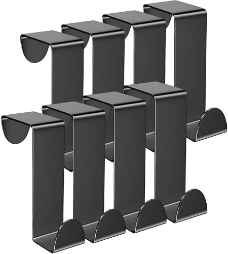 TOJ Türhaken 8er Set - Küchenschrank/Tür - Jashaken - Edelstahl - 8 Stück - Matt Schwarz