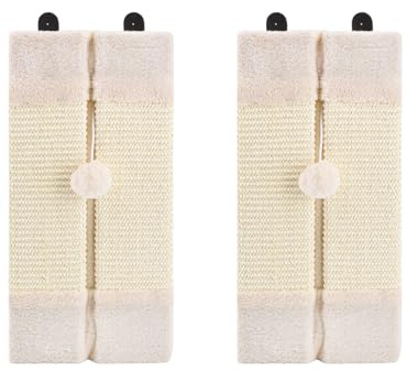 LIFLIX 2 STK. Kratzbrett Ecke für Katzen, Kratzbrett Wand mit hängendem Ball - Höhe Qualität Sisal Kratzecke Katze, Kratzschutz für Wand und Möbel