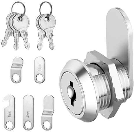 Cerradura Buzon, Cerradura de Buzón con 5 Placas Diferentes y 5 Llaves, Cierres Seguridad, Cerradura Universal de Seguridad, Cerradura de Levas, para Taquilla, Puerta de Armario (20mm)