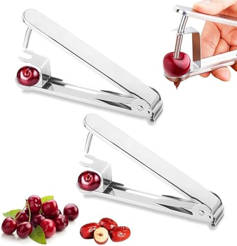 Dénoyauteur à Cerises En Acier Inoxydable Outil De Dénoyauteur De Cerises Robuste Dénoyauteur Manuel Pour Enlever Les Olives, Les Cerises, Les Dattes Rouges (2 Pièces)