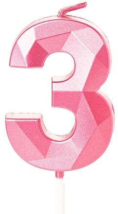 3. Geburtstagskerzen, Rosa Nummer 3 Alles Gute Geburtstagskerzen, Junge Mädchen Tortenaufsatz Dekorationen für 3 Jahre alte Geburtstagsfeier Hochzeit Jubiläum Feier Lieferungen Rosa