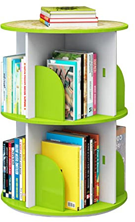 Drehbares, mehrlagiges Kinder-Bücherregal für den Boden bis zur Decke, Aufbewahrung für A4-Bücher, Spielzeug und Mini-Topfpflanzen, Grün, 40 x 66 cm