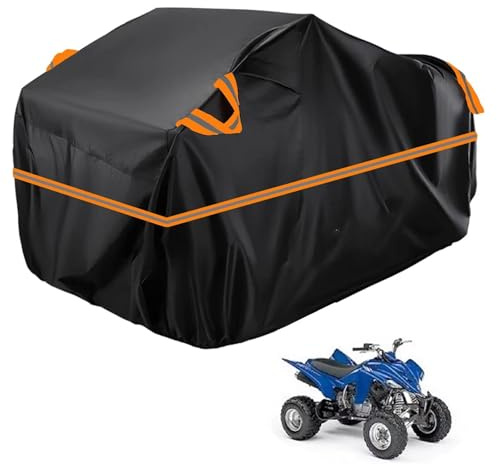 Bache Quad 210D Compatible avec Yamaha Raptor 350 2004-2013,Housse ATV imperméable,Housse Quad Toutes Saisons,Coupe-Vent, poussière, Pluie et Neige, Sac de Rangement (Black Orange)