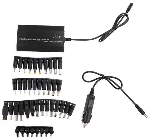Joselin Adattatore di Alimentazione CA Universale 5V-24V Caricabatteria da Casa per Auto Regolabile Alimentatore USB5V Computer Portatile da 100 W 5A con Connettore CC da 34 Pezzi