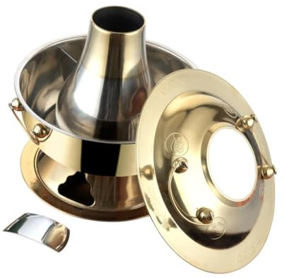 32 cm Kupfer-Hot-Topf, Kochtopf für Partys, Catering, Picknick, Zuhause, kommerziell, robust und elegant, traditionelles chinesisches Chafing Dish (Gold)