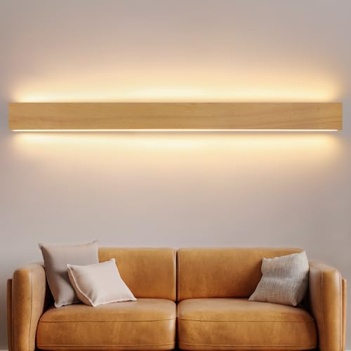 ZMH LED Wandleuchte innen Holz Wandlampe Wohnzimmer 100 CM 36W Warmweiß | Modern Flurlampe Wand Up und Down Leuchte Indirekt 3000K Wandbeleuchtung für Wohnzimmer Schlafzimmer Flur Treppenhaus