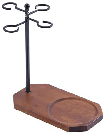 Shurhome Soporte para copas de vino con bandeja para decantador, solución moderna de almacenamiento de copas de vino, soportes de vidrio para mesa de comedor