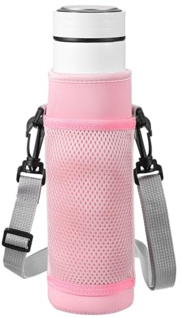 sourcing map Porte-bouteille en néoprène de 710 ml avec sangle, sac de transport en bandoulière avec poche pour téléphone, sac de transport isotherme pour bouteille d'eau en verre, housse pliable