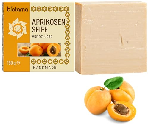 150g Handmade Aprikosen-Seife mit echtem Aprikosenkernöl – Ohne Plastik – Natürliche Pflege für Haut & Körper, Handseife, Gesichtsseife Und Körperseife- Männer Und Frauen (Aprikosen-Seife)
