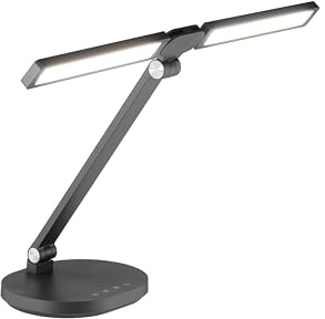 ALCO-Albert 906-29 - Lámpara LED de escritorio con base, gris, regulable en 5 niveles, 3 temperaturas de color, lámpara de mesa para oficina, oficina en casa, lugar de trabajo