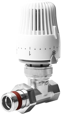Válvula termostática con cabezal termostático, válvula termostática de 1/2 con conexión roscada, juego de termostato, rosca de retorno de 1/2 pulgadas, válvula de radiador (blanco)