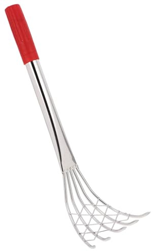 Housoutil Rastrello per raccolta vongole Manico in acciaio resistente strumento portatile a forma di uncino per raccolta gusci da spiaggia e giardinaggio esterno