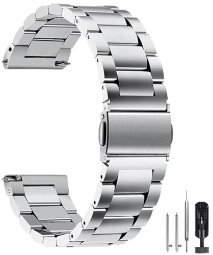 HEYOZURY Edelstahl Uhrenarmband aus Metall Schnellverschluss 16mm 18mm 20mm 22mm 24mm Gebürstetem Massivem Edelstahl Ersatzband für Uhr Damen und Smartwatches Metallarmband,Schwarz, Silber, Gold