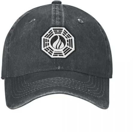 QIOEURYU Cappello da Baseball Classico Iniziativa Dharma Casual Lost TV Show TV Unisex Denim Usurato Snapback Lavato Golf all'aperto Regali per Ragazzi e Ragazze per Campeggio Escursioni