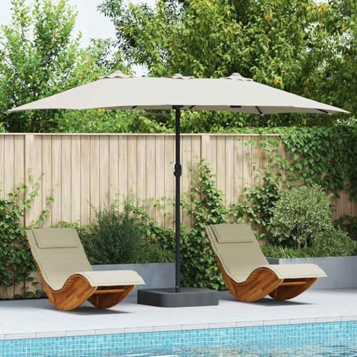 Mokuyary Ombrello da giardino, sabbia, 385 x 209 x 244 cm, poliestere e acciaio, ombrellone, balcone, ombrellone, spiaggia per balcone, giardino e terrazza