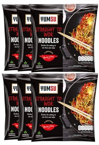 Yumsu Straight To Wok Noodles 300g Pre-Cooked Ready to Use Noodles for Stir Fry & Soups Assorted Packs (Pack of 6)