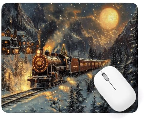 Alfombrilla Ratón 420 x 350 mm, Tren Alfombrilla Ratón Gaming, A-1143 | Pequeña Mouse Pad con Impermeable y Antideslizante, Mousepad Paisaje Mejora la Precisión y Velocidad, para PC Teclado Gamer