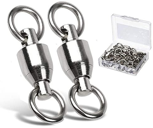 9Tong Giratorios Conectores Emerillones Imperdibles de Pesca Rolling Swivels Alta Resistencia Rodamiento de Bolas Giratorio con Sólido Anillos 25pcs 176lbs