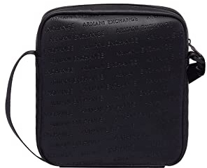 Armani Exchange Zip Top Reporter - Borsa Messenger Uomo, Nero (Nero Black), 22.5x5.5x19 cm (B x H T)