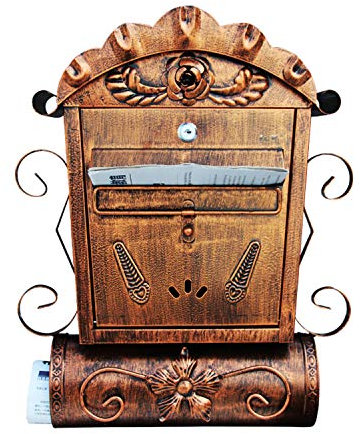 XCXDX Cassetta per Lettere A Muro con Chiavi, Cassetta Postale Vintage in Stile Rustico, Fessura per Giornali in Lamiera Zincata Impermeabile Esterna