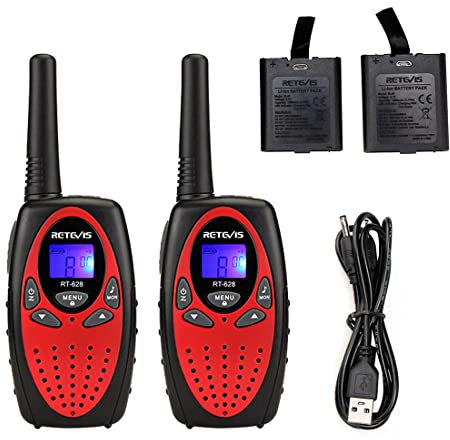 Retevis RT628 Walkie Talkie,Walkie Talkie Kinder Spielzeug Aufladbar mit Lithium Ion und USB Ladekabel,Funkgerät Kinder für Camping Geburtstagsgeschenk (1 Paar,Rot)