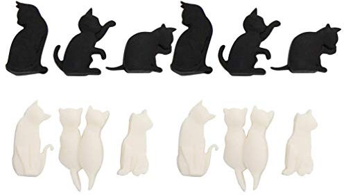 PRETYZOOM Wine Glass Markers Silicone Cat Drink Cup Identification Charms for Wedding Party Bar Club Glass Cup Sign 12pcs (Mixed Color)