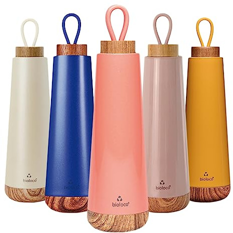 Chic.Mic Isolierflasche aus der Bioloco Loop Kollektion aus Edelstahl, in der Farbe Koralle, frei von BPA, Toxin und Phthalaten, Fassungsvermögen: 500 ml, Maße: 28 cm x 7,5 cm, BEL108