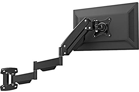 AYY Monitor ArmMonitor Stand Arm, Wall-mounted Steel Bracket With Gas Spring, 19-27 Inch Vesa Standard TV Computer Screen Rotating Telescopic Bracket, Black